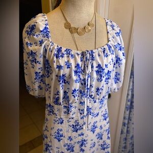 SHEIN Curves Blue & White Floral Dress 
Size 3X
